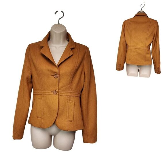 Fossil Womens Single Breasted Jacket Blazer Yellow Mustard Notch Lapel Size S - Picture 1 of 8